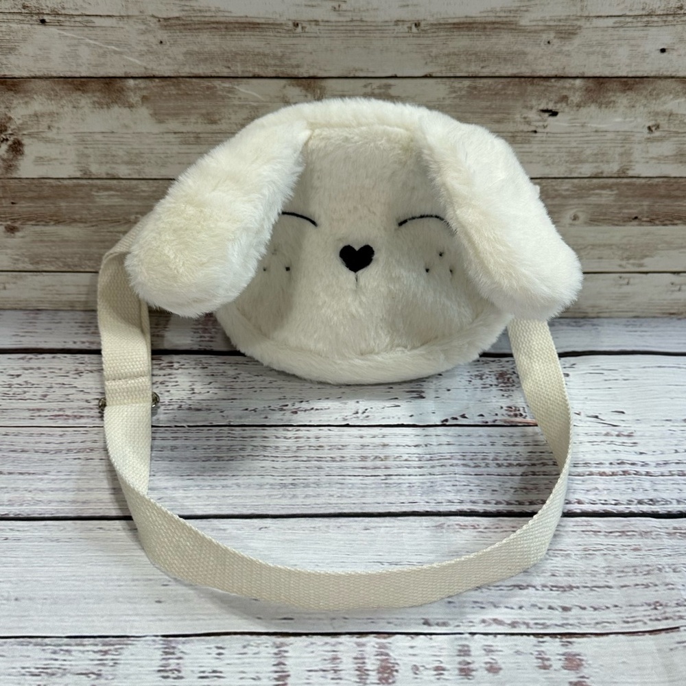 4 for $20! Girls Faux Fur White Bunny Purse with Crossbody Strap - Picture 5 of 8